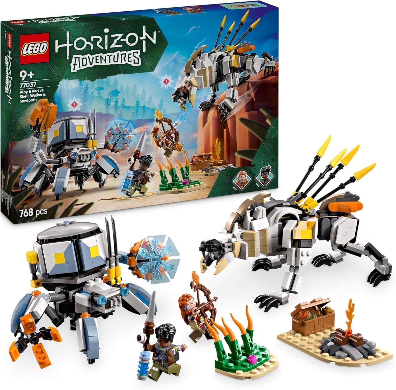 LEGO Horizon Adventures Aloy et Varl contre. Armored Walker et Sawtooth, voiture monstre et figurines, ensemble de collection pour les fans de jeux vidéo, garçons et filles à partir de 9 ans 77037 Jeux de construction Besuche den LEGO-Store Titre par défaut