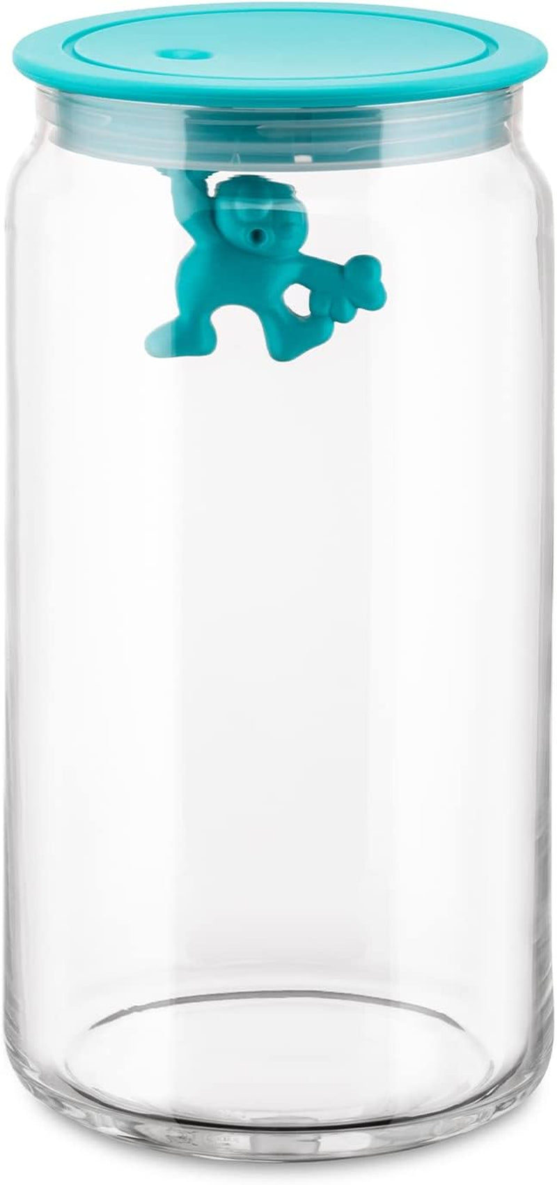 Alessi Bocal de Cuisine en Verre "Gianni" avec Couvercle Scellé Résine Thermoplastique Noir 27,5 x 13,5 x 28 cm Boîtes de Conservation des Aliments Naty Shop Bleu Clair 15 X 13 X 15 cm