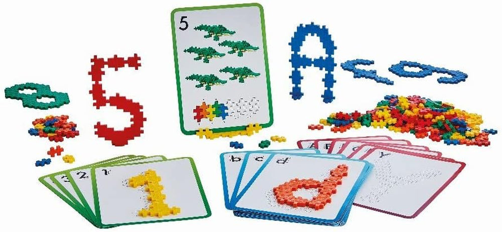 Plus-Plus 9603909 Geniales Konstruktionsspielzeug, Apprendre à construire, ABC & 123, Kreativ-Bausteine, 600 pièces