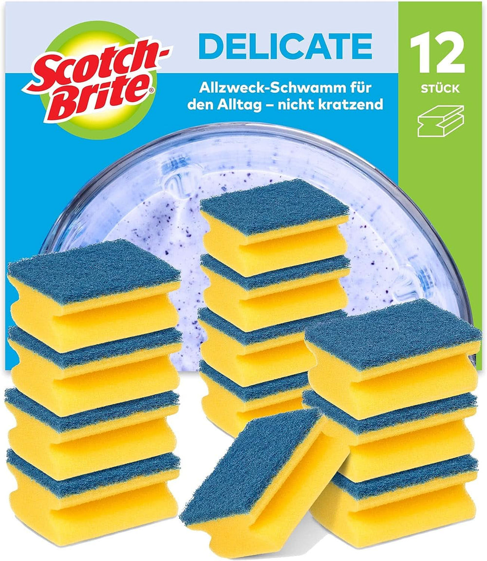 Scotch-Brite Classic Pot Cleaner, 16 bureți per pachet, burete pentru bucătărie - curăță puternic și eficient Detergenti Bucatarie Naty Shop Albastru - Fără zgârieturi Protejeaza unghiile