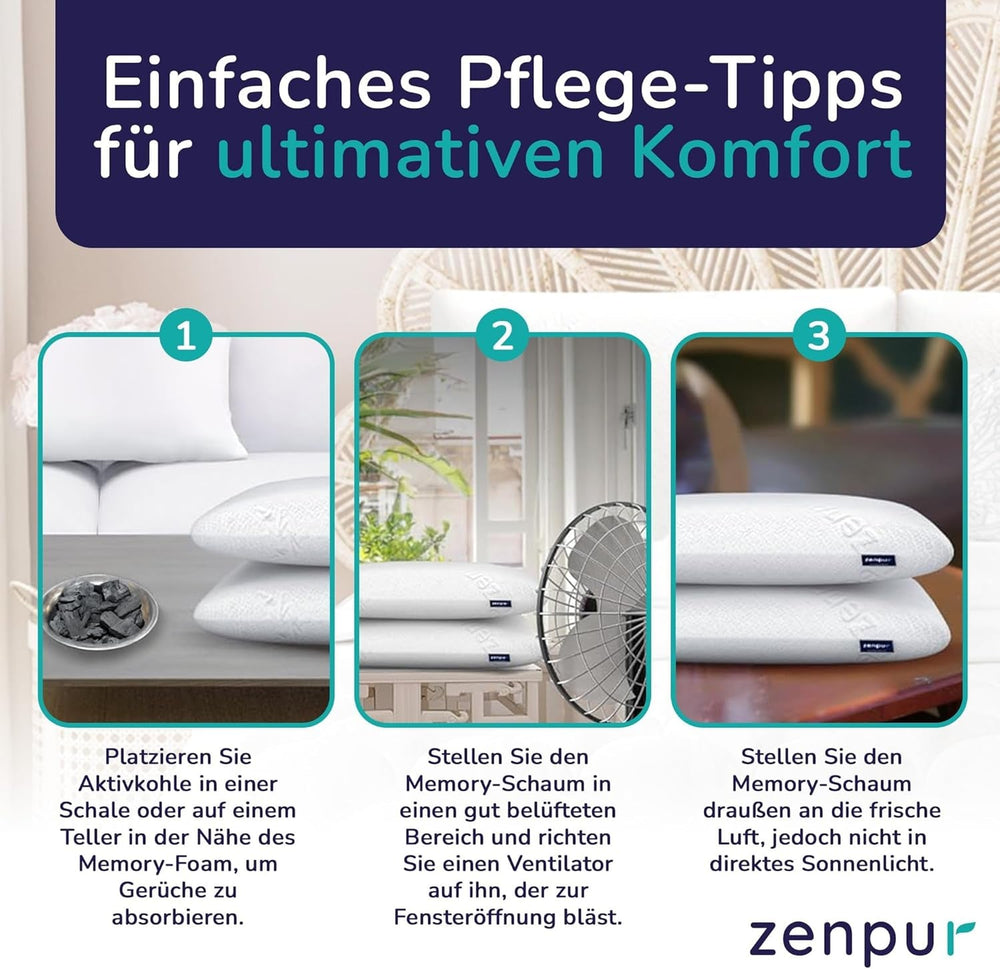 Pernă ortopedică pentru gât ZenPur 40x60-13cm, pernă pentru cap din spumă cu memorie - pernă ergonomică pentru somn, pentru gât și umeri, certificată Oeko-TEX