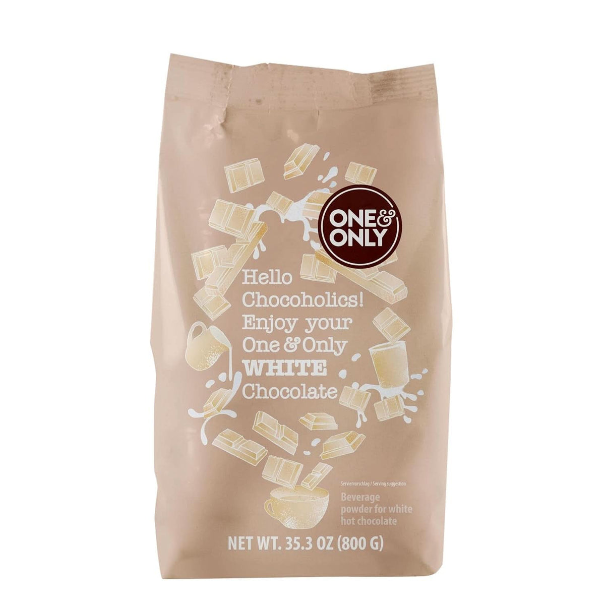 One&Only Chocolat en Poudre Blanc 1 Kg - Poudre pour boissons au meilleur beurre de cacao Cacao et Chocolat Chaud Naty Shop