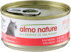 Almo Nature HFC Jelly - Nassfutter für ausgewachsene Katzen - Lachs - Qualité humaine, sans gluten et monoprotéine - 6 x 70 g