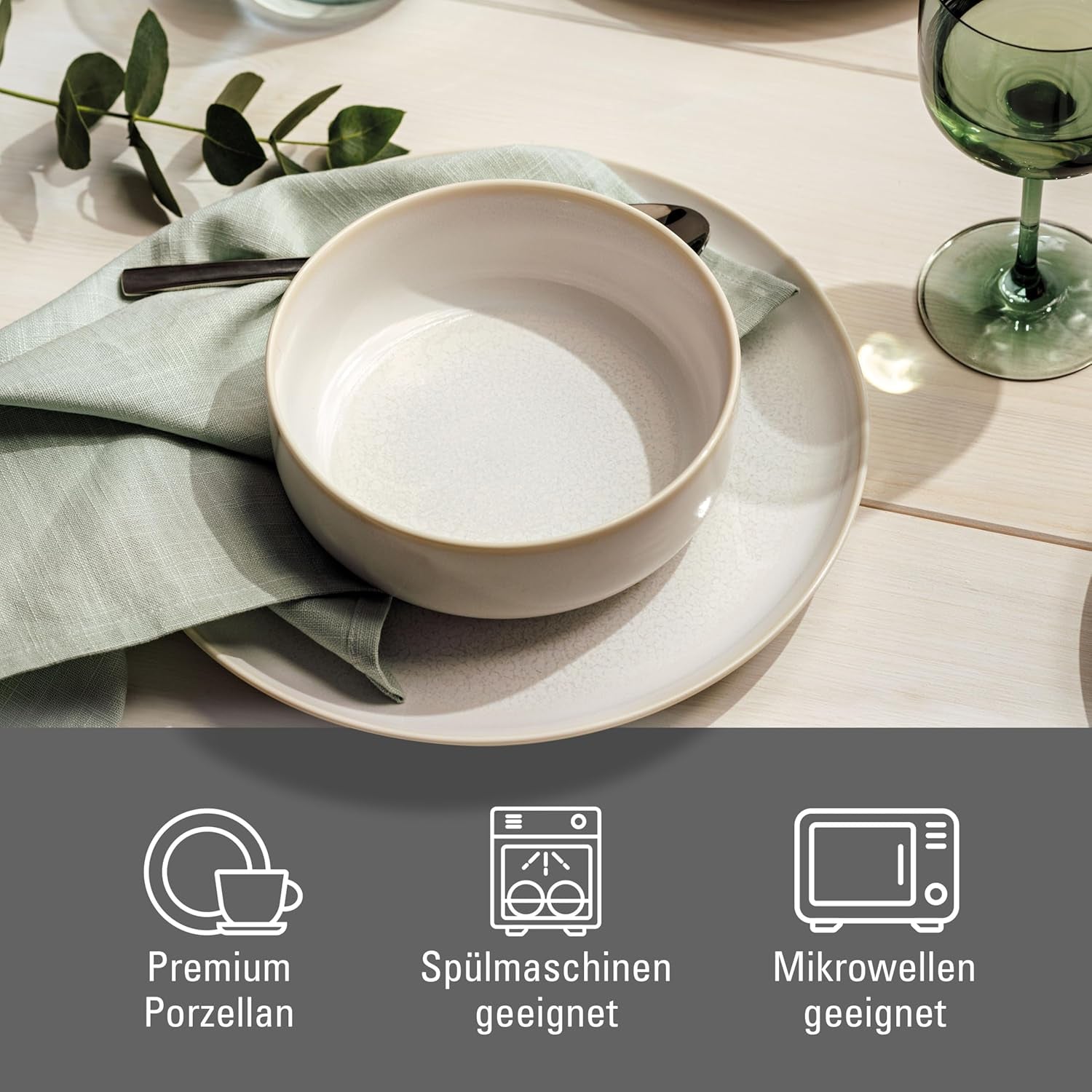 Like. by Villeroy & Boch – Crafted Cotton Frühstücks-Set 6 Teilig Weiß, Spülmaschinenfest, Mikrowellensicher, Geschirr Set, Geschirrset, Service Mit Frühstückstellern, Pottery-Look, Premium Porzellan Seturi vesela masa Naty Shop
