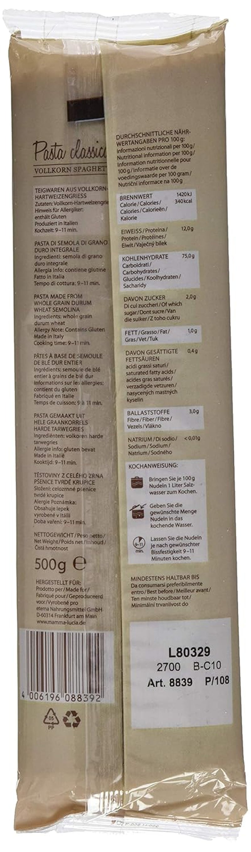 Pâtes spaghetti entières, 500 g