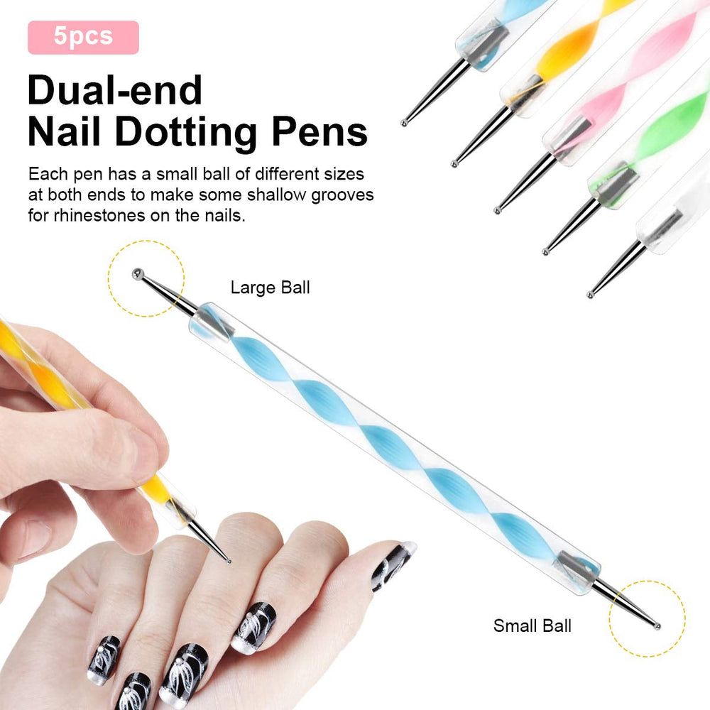 URAQT 20 pièces ensemble de pinceaux à ongles, pinceau à ongles, pinceau à ongles en acrylique, stylo à ongles professionnel pour vernis à ongles gel UV, design d'ongles