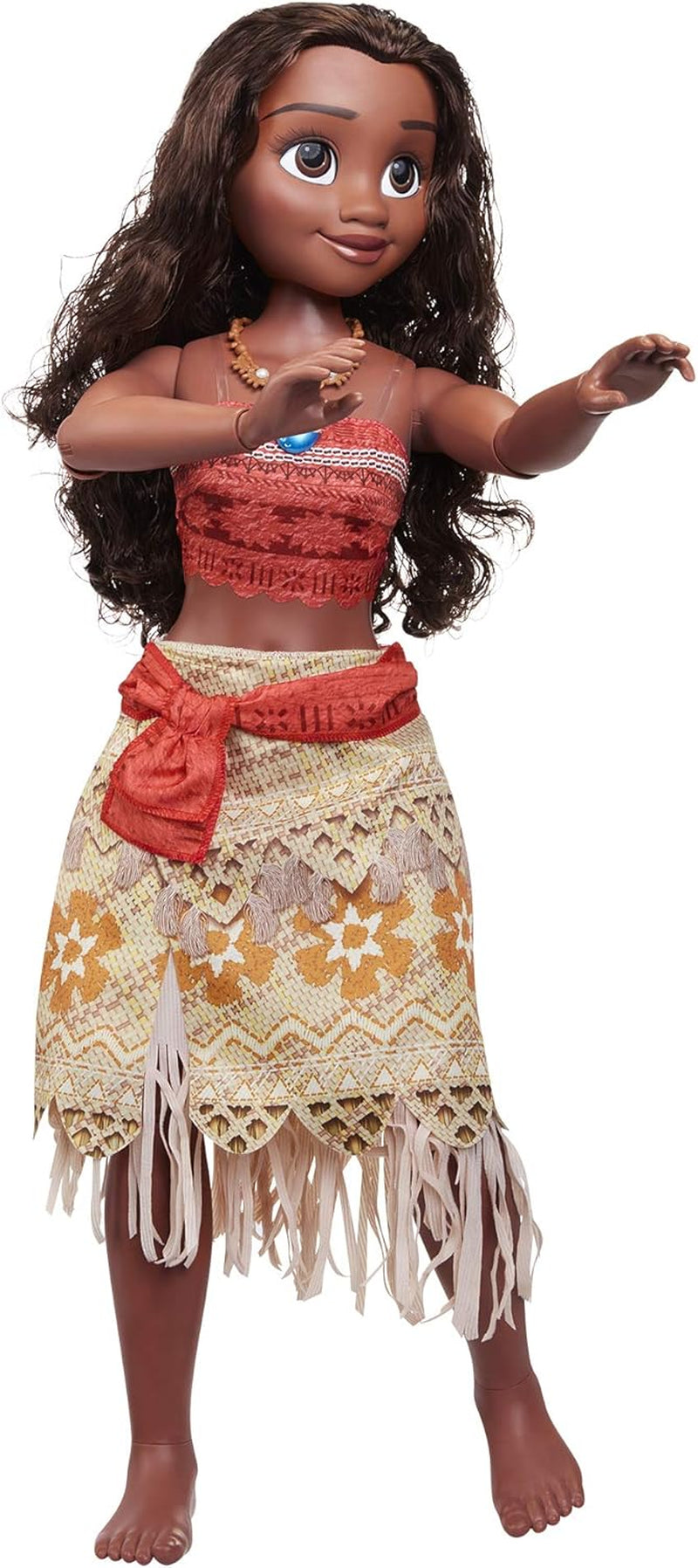 Disney Princess Vaiana, grande poupée de jeu de Jakks Pacific de 80 cm, jolie poupée, avec une brosse à la main dans ses serrures bien fermées, pour un vêtement inspiré du film, porte-clés avec crochets