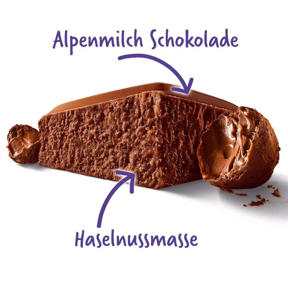 Milka MMMAX Noisette – Ciocolată cu lapte alpină cu o umplutură delicată și cremoasă de alune de pădure – 250g