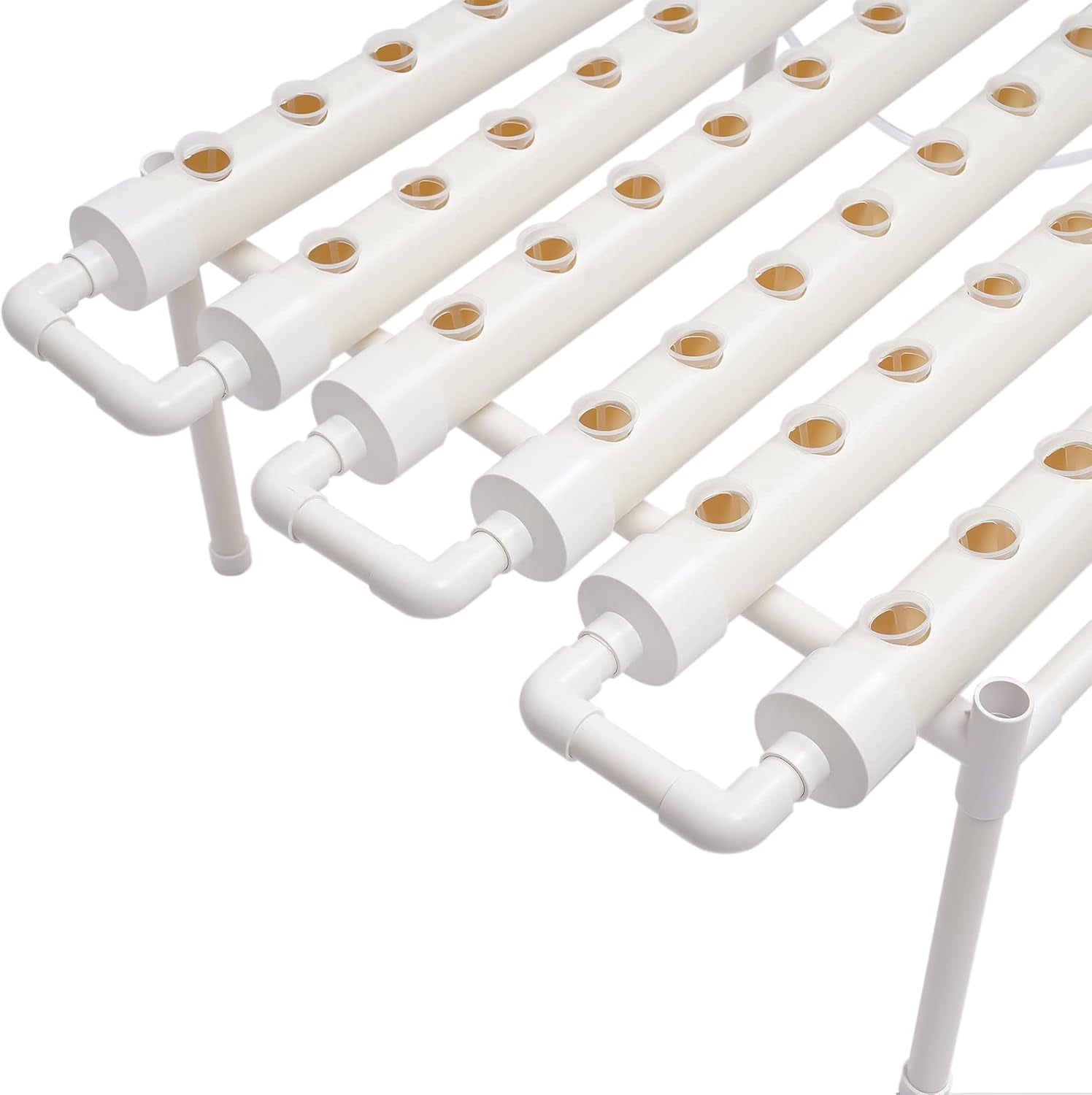 Kit de culture hydroponique 1 couche avec 54 jardinières, systèmes de culture de plantes sans sol en PVC avec pompe à eau, kits de culture hydroponique pour cultiver des légumes et des fruits sur les balcons, les jardins, les patios et les cours