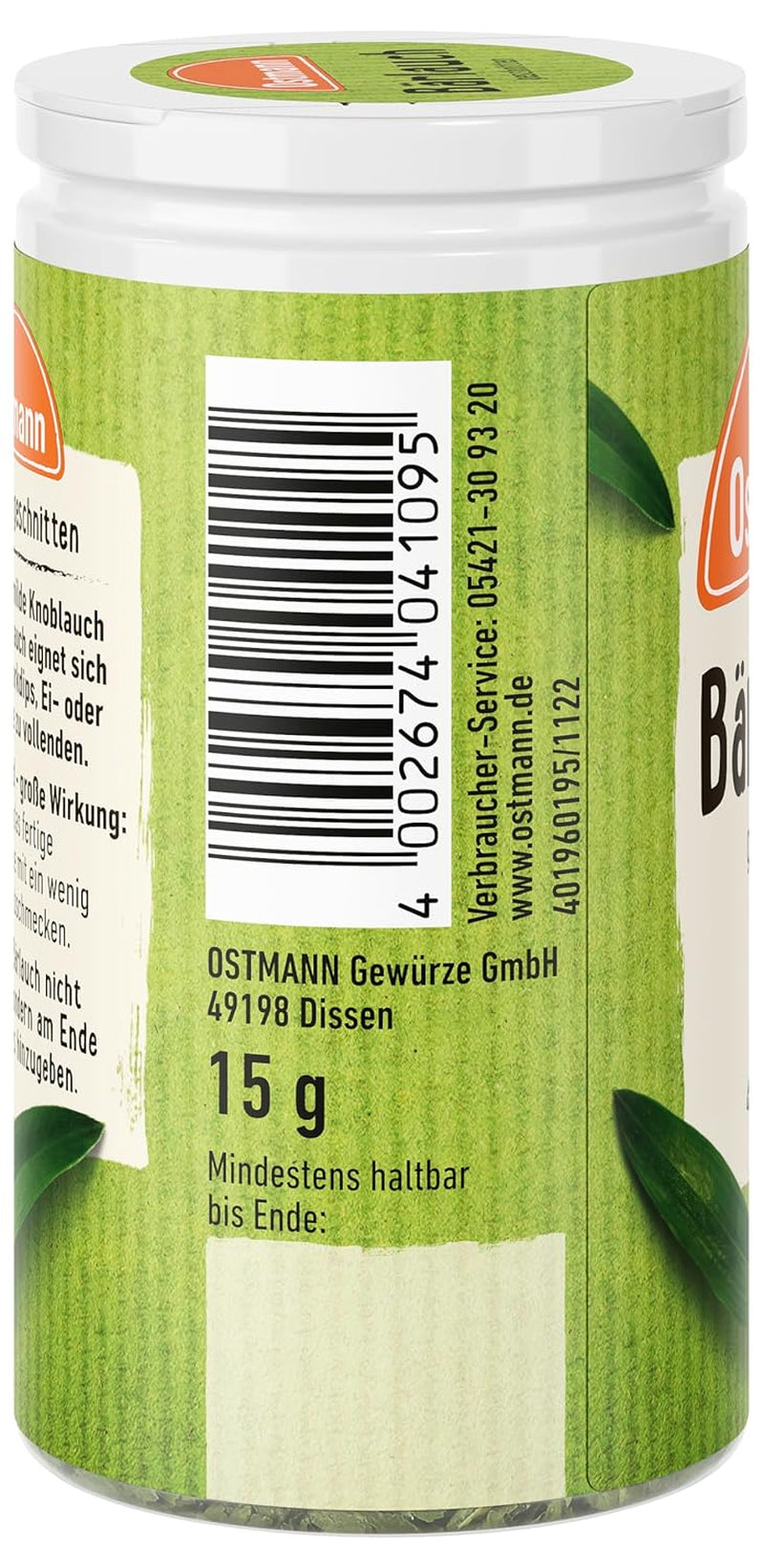 Ostmann Gewürze - Bärlauch geschnitten | Bouton lauch-Geschmack plus doux | Pour l'achat de produits de consommation de Quarkdips | 15 g dans Der Streudose