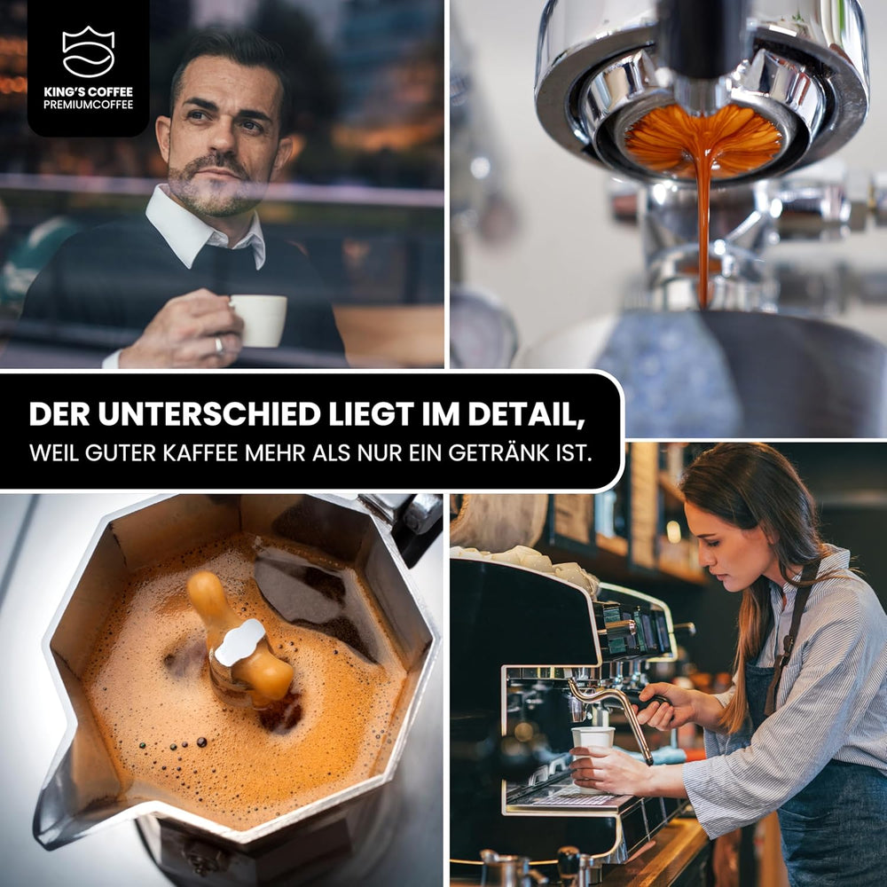 KING'S COFFEE - AMESTEC RS ESPRESSO - 1 kg de grains de café forts et aromatiques - café à faible acidité - café en grains entiers - torréfaction en petits lots d'Italie - grains d'espresso pour machines entièrement automatiques et machines à porte-filtre