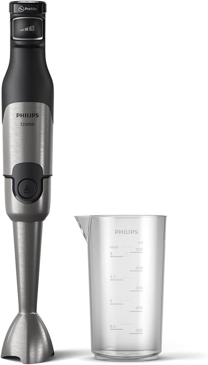 Philips 5000-Serie Stabmixer - 1200W Leistung. Promix-Technologie. Led-Geschwindigkeitsanzeiger. Stufenlose Geschwindigkeitseinstellung. Kompaktes Design. Leicht Zu Reinigen. Schwarz (HR2681/00) Bucatarie Naty Shop