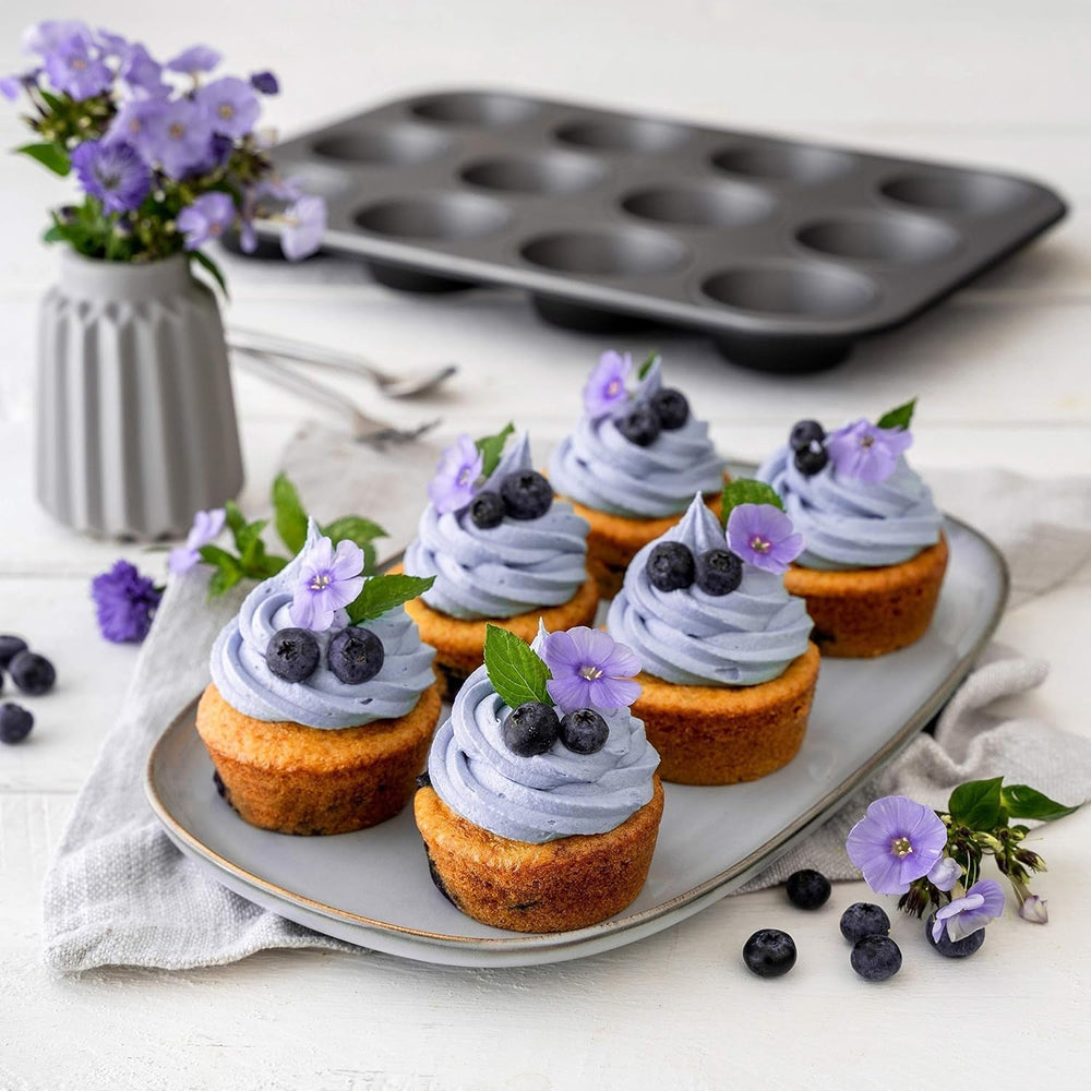 Zenker 12Er Muffinform Energy, Premium-Backform, Für Köstliche Kuchen, Verkürzt Die Backzeit Um Bis Zu 20% (Farbe: Silber/Anthrazit), Menge: 1 Stück, Hellgrau Und Dunkelgrau Moules et plaques pour la pâtisserie Naty Shop