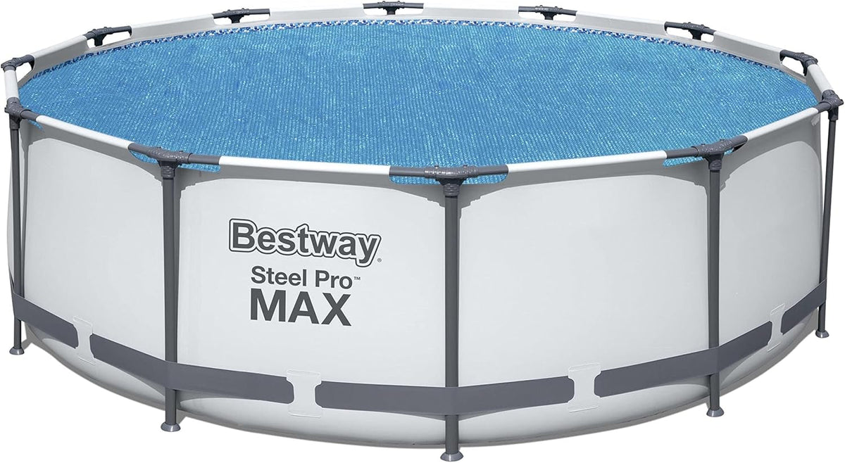 Bestway Flowclear Couverture Solaire pour Piscine, Ø 356 cm, pour Piscines Hors Sol Rondes de 366 cm et 396 cm, Bleu, 58242