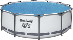 Bestway Flowclear Couverture Solaire pour Piscine, Ø 356 cm, pour Piscines Hors Sol Rondes de 366 cm et 396 cm, Bleu, 58242