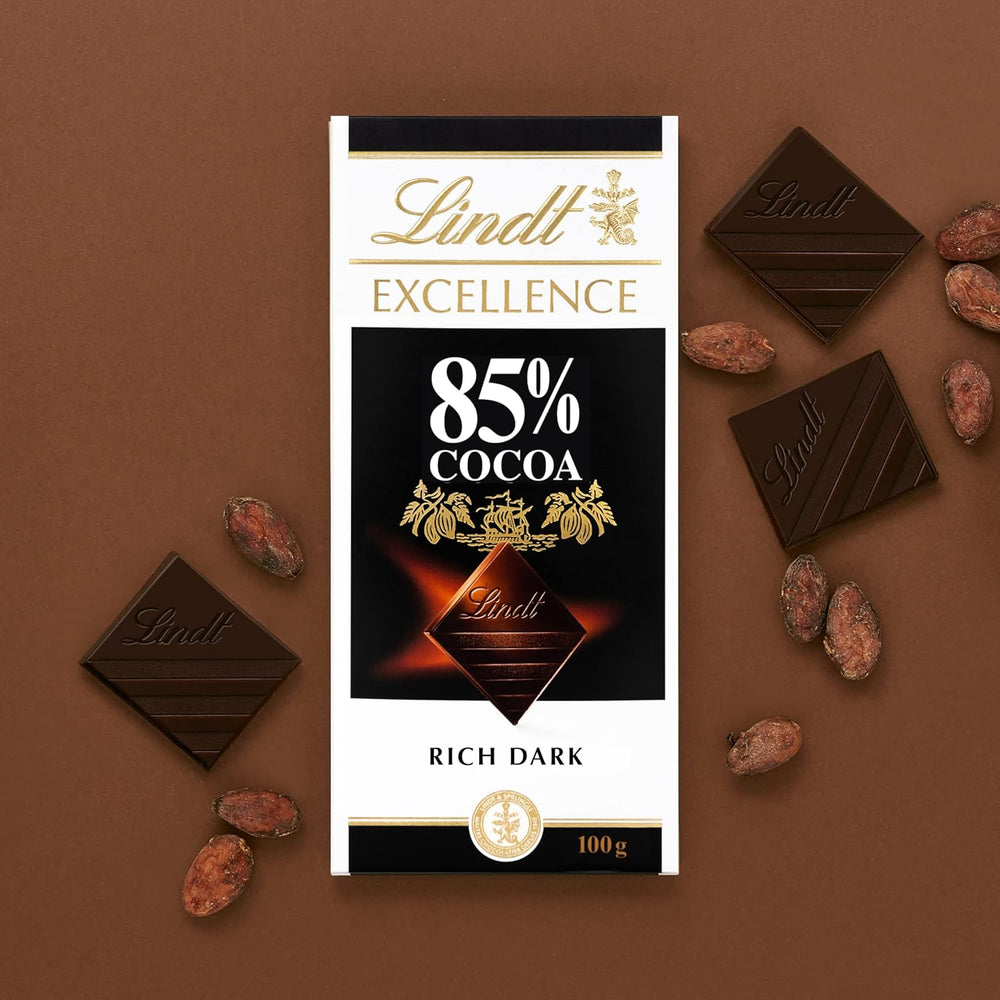 Chocolat Lindt | Barre EXCELLENCE 85% Cacao | 100g | Chocolat Extra Noir | Barre de chocolat végétalienne