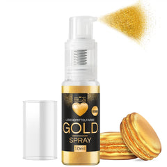 He-Ju Food Color Spray Gold 10g Poudre d'Or Comestible Vegan et Paillettes Comestibles Gratuites E171 pour Boissons