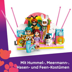LEGO Friends Fête costumée avec un cornet et des frais - Un jeu pour les filles à partir de 6 ans - Une fille, un DJ-Pult, 4 mini-poupées, le Katze Churro et un Pferdefigur sowie lustigem Zubehör - Idée cadeau - 42661