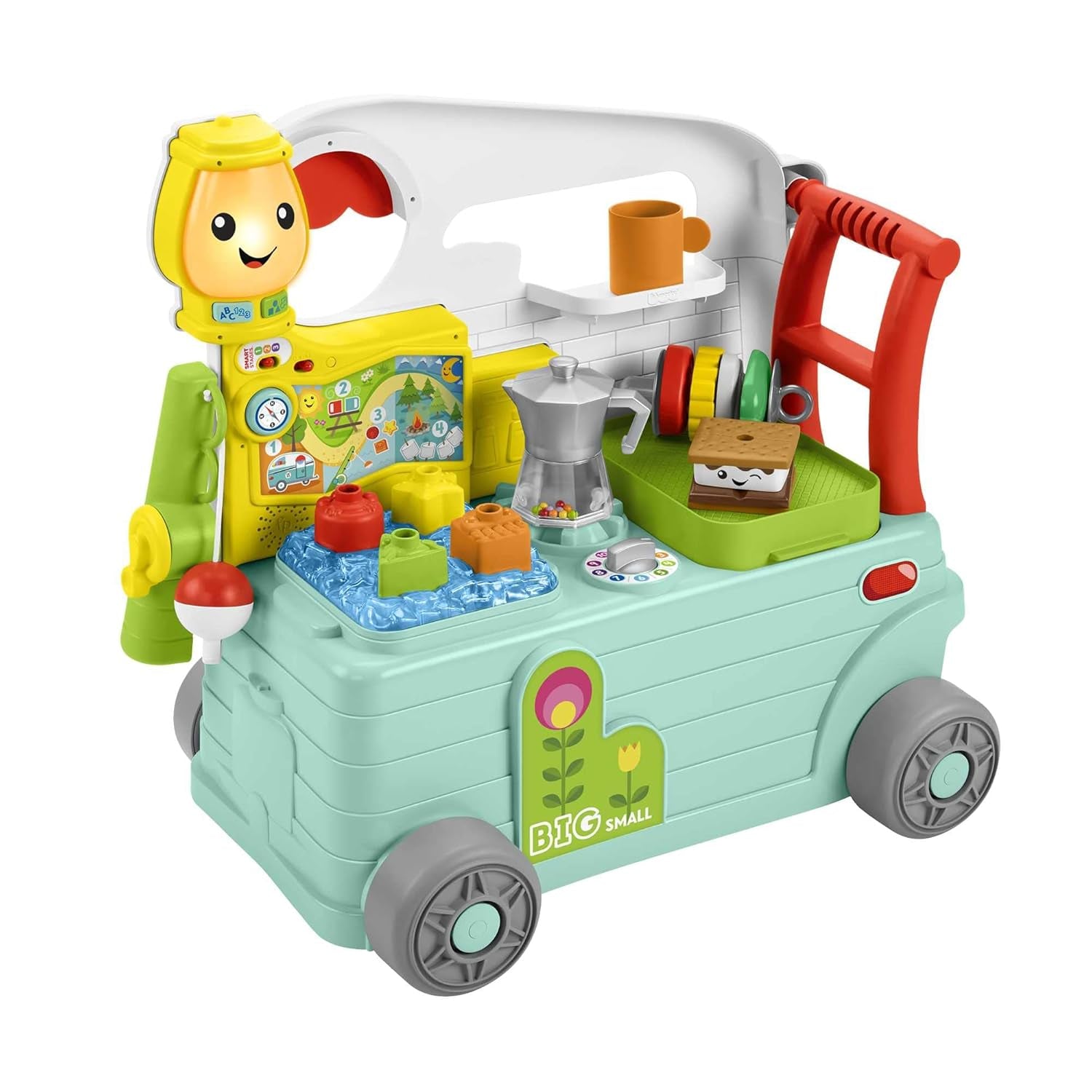 Fisher-Price - Laugh and Learn Camper 3-in-1, jucărie de împins primii pași și centru de activități muzicale, jucărie pentru copii 9-36 luni, HCK51 Jucarii Bebe Naty Shop Titlu implicit
