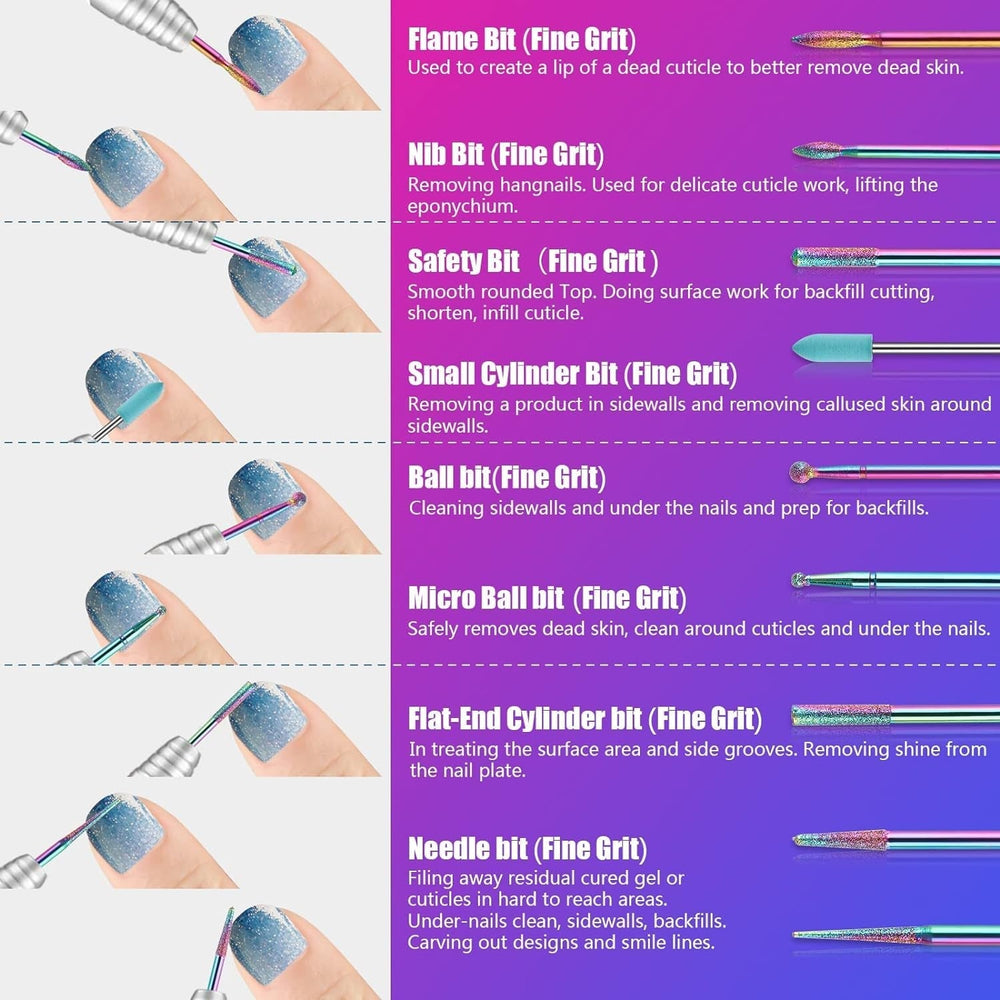 Depvko 30 pièces embouts de coupe-ongles, 3/32'' en céramique pour ongles, acrylique, diamant, haut-fil, Hartmetall, fer à repasser pour maison de salon, gel, manucure, atelier de coiffure (avec 3 étuis)