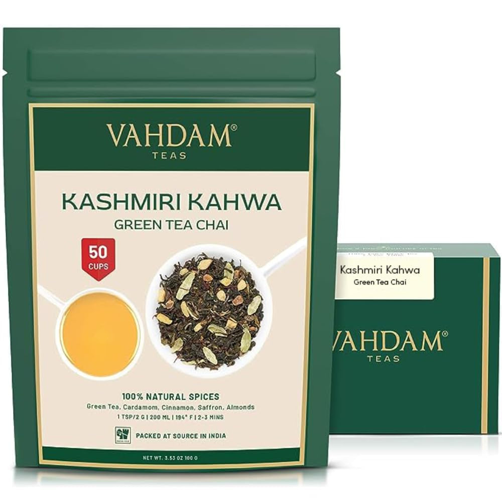VAHDAM, ceai verde Himalayan (100 g) Ceai verde 100% pur din Himalaya | Fără gluten | Direct de la sursă din India | Preparare fierbinte/rece | Ceai verde vrac