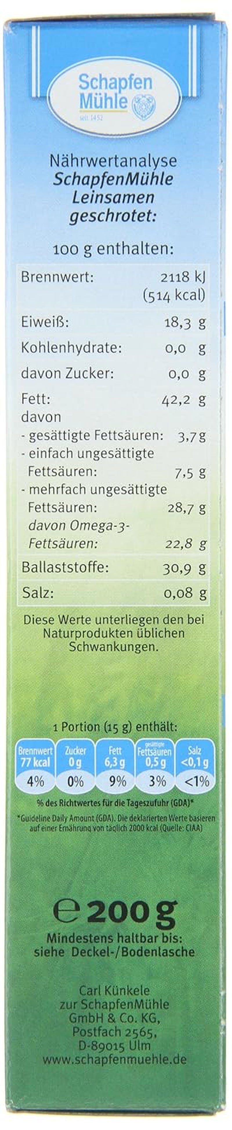Semințe de in măcinate Schapfen Mill, pachet de 200 g (pachet de 10)