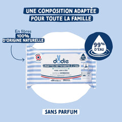 Paquet de 8 paquets de lingettes nettoyantes compostables à l'eau, 50 pièces