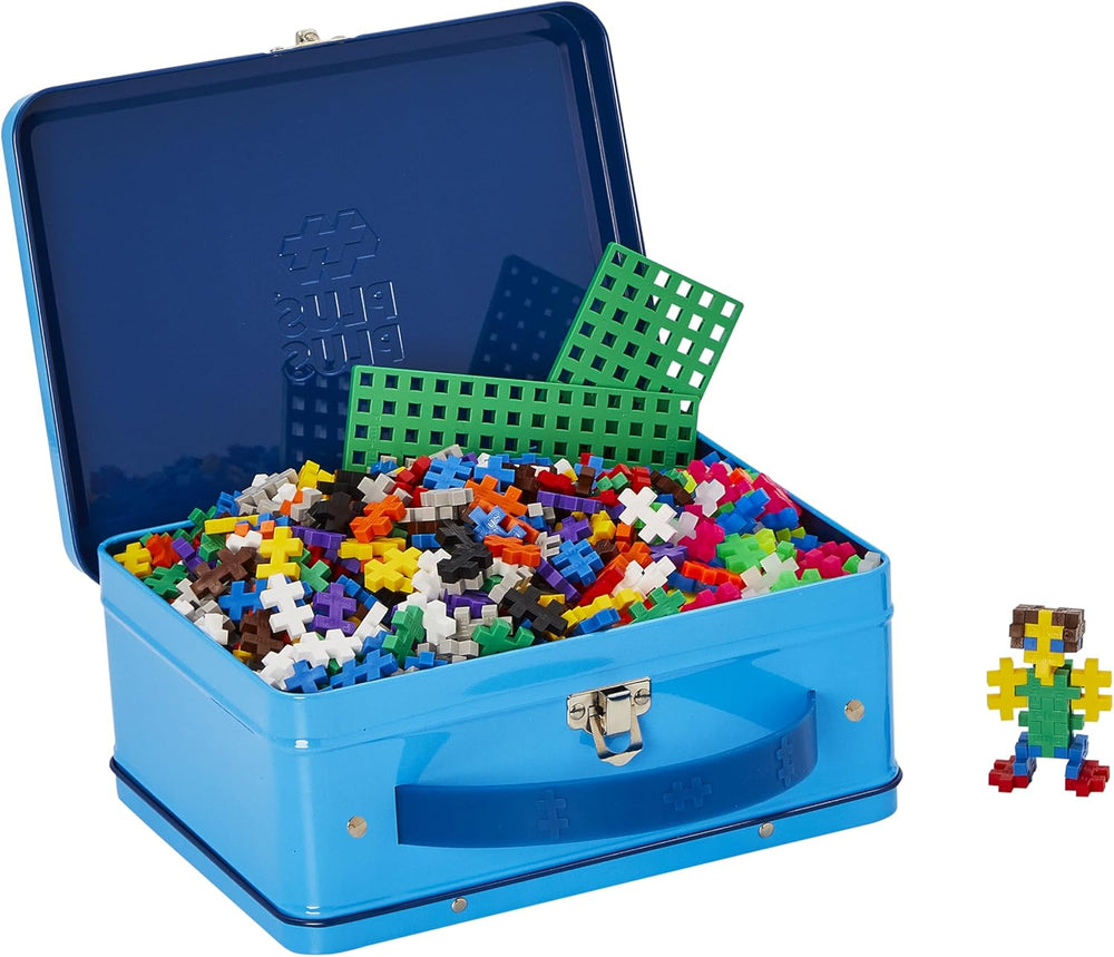 Plus-Plus 9607002 Geniales Konstruktionsspielzeug, Basic, Bausteine-Set dans une boîte métallique pratique avec Henkel, 600 pièces, cartonné