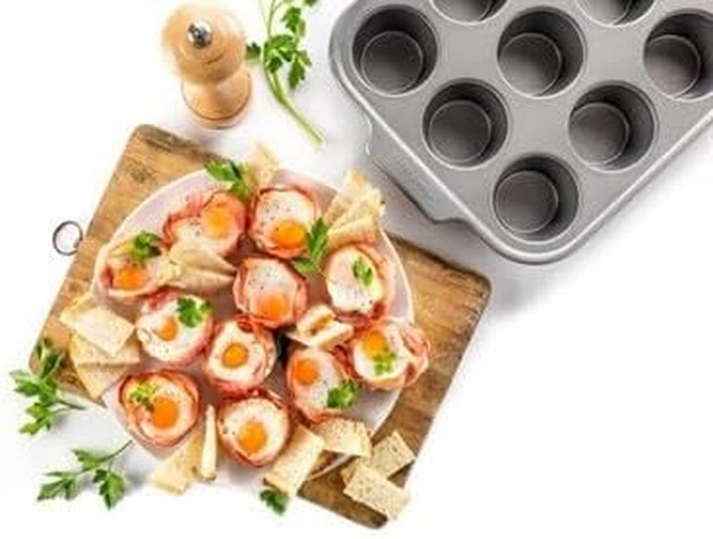 Plateau à muffins en acier aluminisé KitchenAid, antiadhésif, passe au four, passe au lave-vaisselle, gris Naty Shop