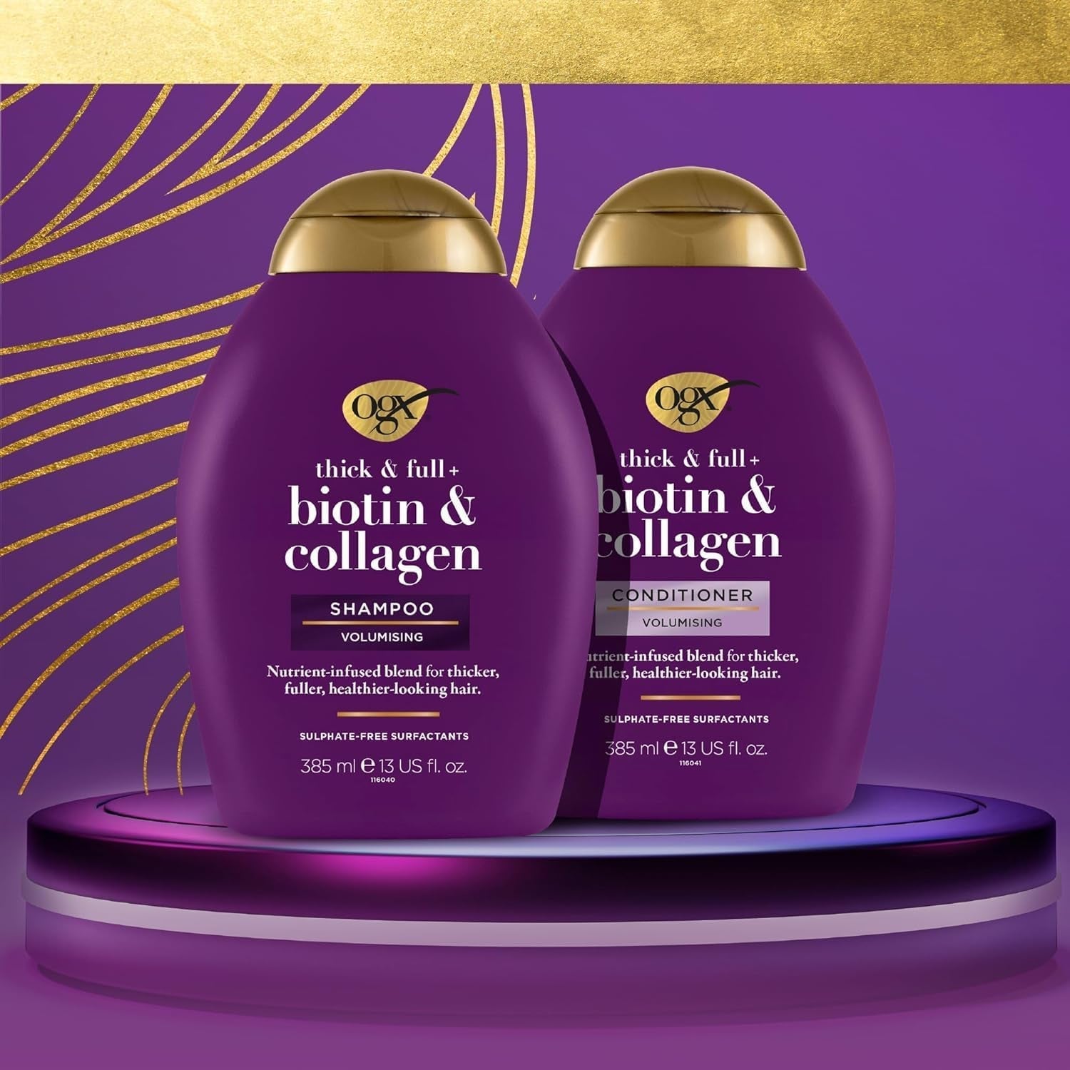 OGX Biotin & Collagen Shampoo (385 Ml), Șampon de întărire a părului pentru păr fin și subțire Duș și baie OGX