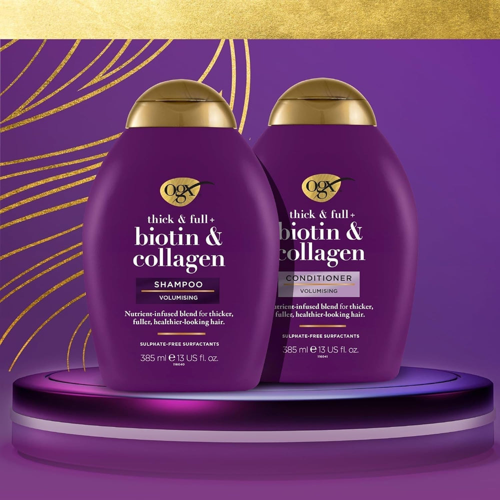 OGX Biotin & Collagen Shampoo (385 Ml), Shampooing fortifiant pour cheveux fins et fins OGX Douche et bain