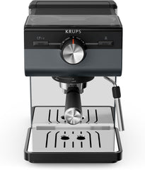 Machine à expresso KRUPS Authentic+, 15 bars, commande intuitive, design sophistiqué, buse vapeur, accessoires étendus inclus, Bullet Dark silver/Acier inoxydable, XP384G10
