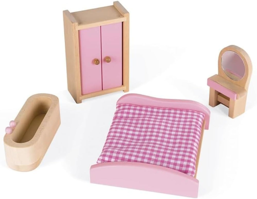 Janod Mademoiselle Maison de poupée en bois à 3 étages avec 11 accessoires, réplique de jouet, développe l'imagination, à partir de 3 ans, J06581