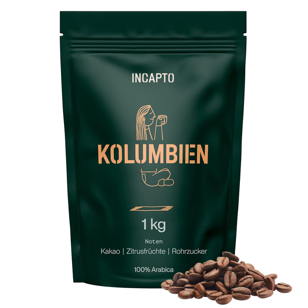 Incapto Spezialitäten-Kaffeebohnen | Colombien d’origine unique | Expresso 100% Arabica | Café de spécialité 84 Points SCA | Geröstete Bohnenkaffee traditionnelle | Plantage Huila, Cadefihuila, 1kg