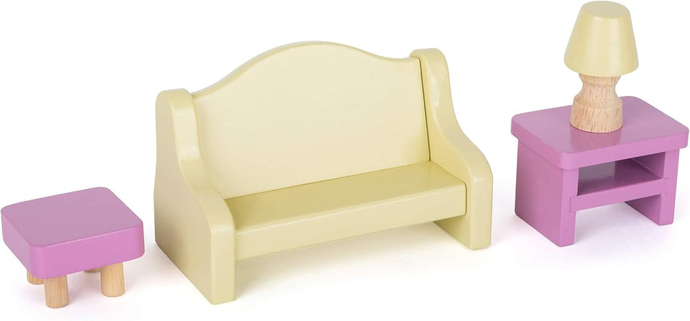 Small Foot 11192 Maison de poupée tournante en bois à 3 étages avec meubles jouets multicolore 37 x 40 x 67 cm Naty Shop Doll Houses