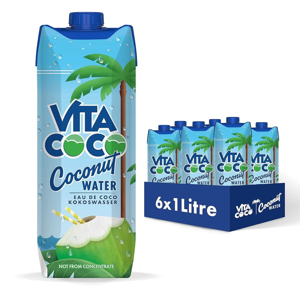 Vita Coco Pure Coconut Water 6 x 1litru, hidratant natural cu electroliți, fără gluten, plin de vitamina C și potasiu Naty Shop 6 x 1 litru Apă de nucă de cocos (original)