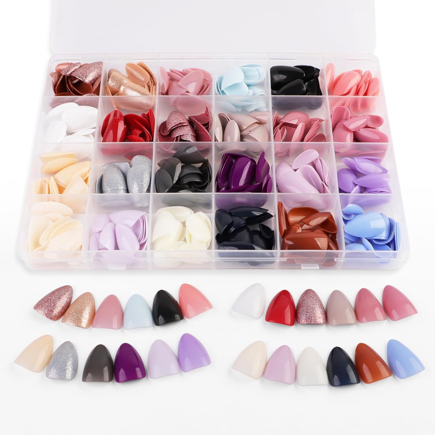 576 pièces ongles amande colle sur ongles courts paillettes colorées faux ongles ensemble faux ongles avec lime à ongles ongles ovales faux ongles pour les femmes