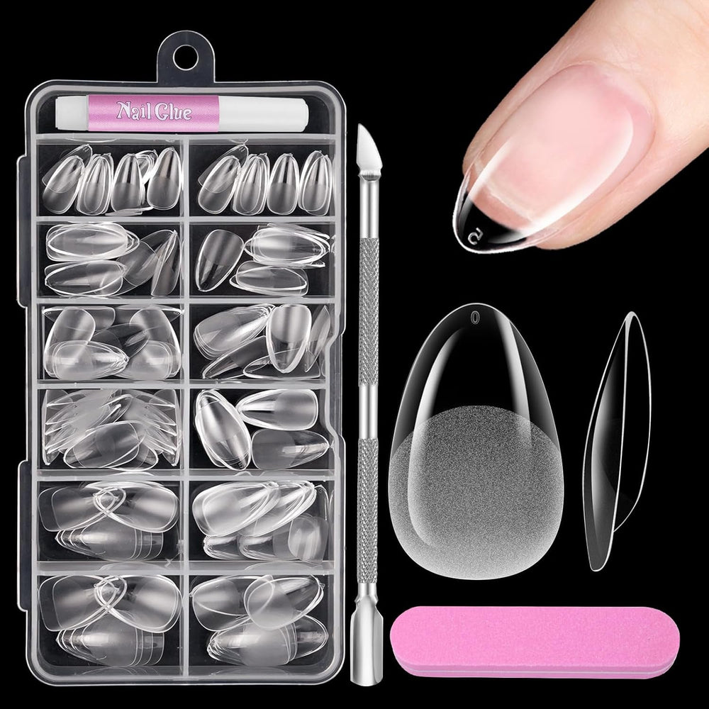 Unghii scurte cu acoperire completă, 120 de bucăți, 12 dimensiuni, vârfuri de unghii scurte pentru unghii cu gel, unghii artificiale pentru lipire, set de unghii cu pile de lipit, lustruitor de unghii, împingător de cuticule