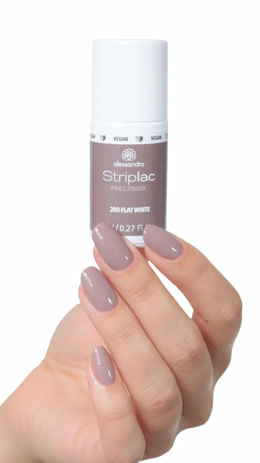 alessandro Striplac UV-Nagellack Flat White – Facile et facile à utiliser – Application facile grâce à la technologie Peel-Off – Vegan et sans alcool – 8 ml
