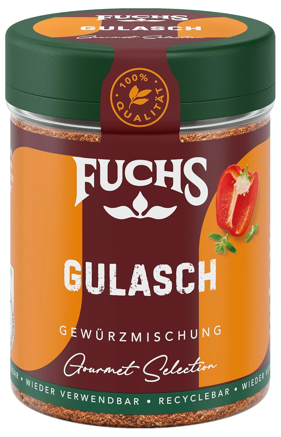 Fuchs Gourmet Selection Klassisch/Heimisch – Bratkartoffel Gewürzsalz, nachfüllbares Kartoffel Gewürz, Salz zum Würzen von Brat- & Ofenkartoffeln, Pommes Frites & Co, végétalien, 70 g
