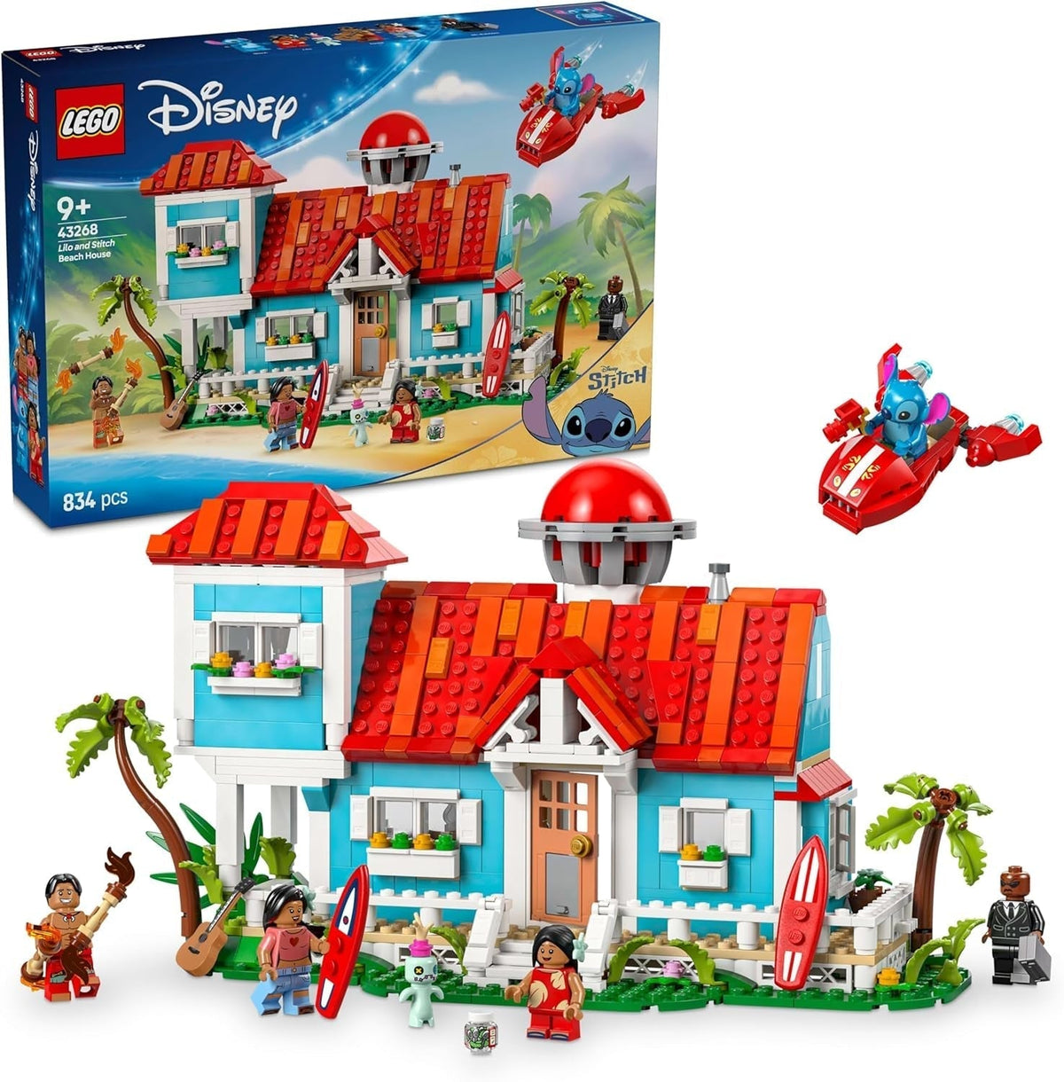 LEGO Ç€ Disney Maison de plage « Lilo et Stitch » - Jouet de construction avec 6 pièces, observatoire, vaisseau spatial et 5 figurines - Cadeau d'anniversaire pour filles et garçons à partir de 9 ans et fans 43268 Ensembles de construction Beuche den LEGO-Store Default Title