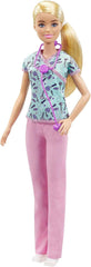 GTW39 Poupée Barbie - Infirmière (environ 30 cm) avec haut imprimé et pantalon rose, chaussures blanches et stéthoscope, excellent cadeau pour les enfants à partir de 3 ans
