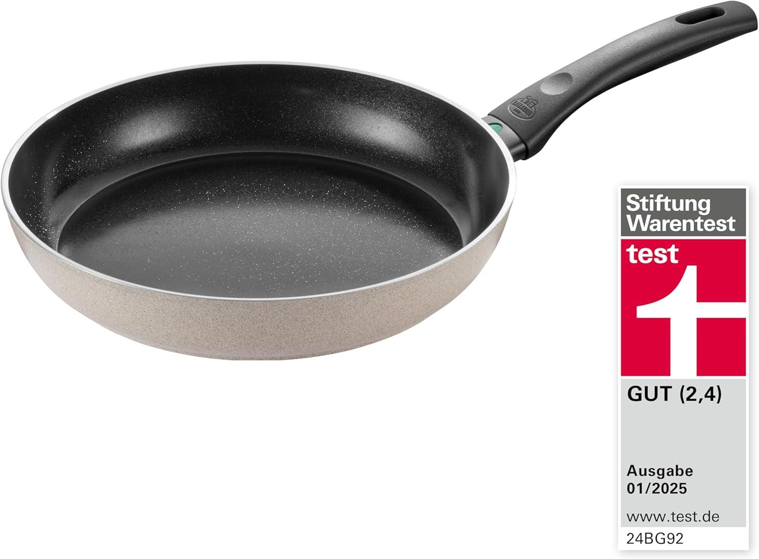 Poêle Ledro, 24 cm, aluminium, compatible induction, revêtement céramique antiadhésif, Thermopoint, fabriqué en Italie, beige Casseroles et poêles Naty Shop 28 cm