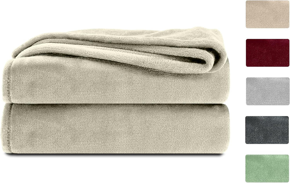 Couverture moelleuse Komfortec, couverture confortable, couverture polaire, certifiée Oeko-Tex, super douce, 150X200 Cm, 260 G/M², beige Lits et Couvertures Besuche den Komfortec-Store Ecru 220 X 240 Cm