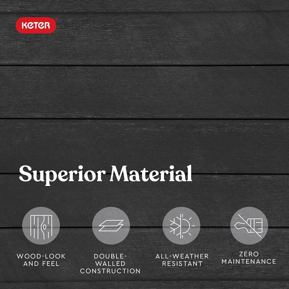 Keter Urban Bloomer Pot de jardin surélevé et herbes aromatiques avec jauge d'arrosage automatique et bouchon de vidange Gris foncé