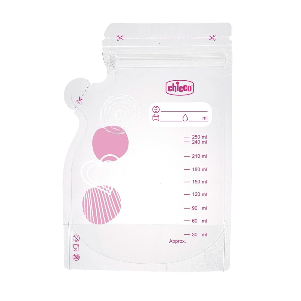 Sachet de lait Chicco de 30 pièces, étanche, 250 ml Accessoires Alimentation et Allaitement Bebe Naty Shop