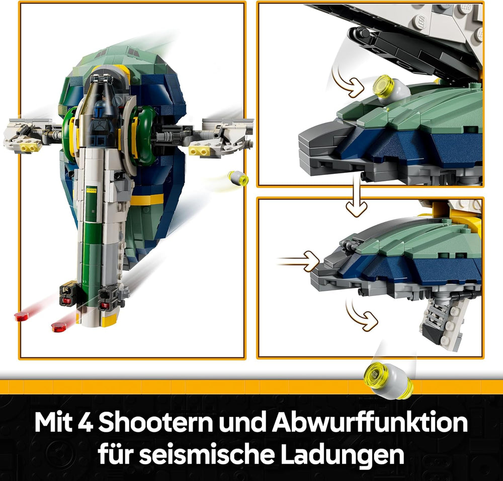 LEGO Star Wars : Angriff der Klonkrieger Le Sternenschiff de Jango Fett - Jeu pour les jeunes et les filles à partir de 9 ans - Figurines de rechange - Décoration créative DIY - Idées cadeaux pour les enfants - 75433