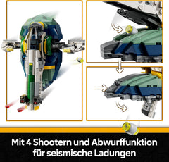 LEGO Star Wars : Angriff der Klonkrieger Le Sternenschiff de Jango Fett - Jeu pour les jeunes et les filles à partir de 9 ans - Figurines de rechange - Décoration créative DIY - Idées cadeaux pour les enfants - 75433