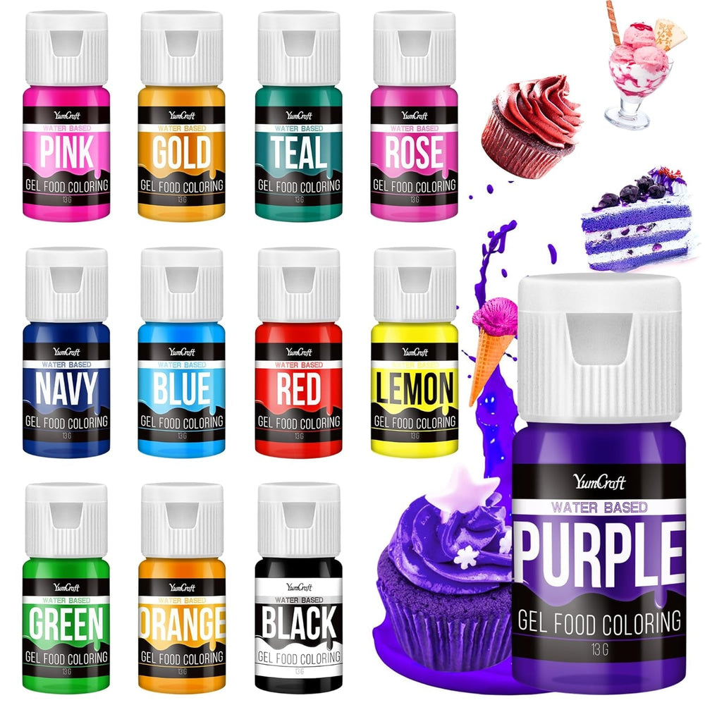 Colorant alimentaire en gel - 22 couleurs x 6G Colorant alimentaire en gel hautement concentré pour gâteaux, pâtisserie, œufs de Pâques, boissons - Colorant alimentaire sans sucre pour fondant, glaçage, slime, décoration de gâteaux