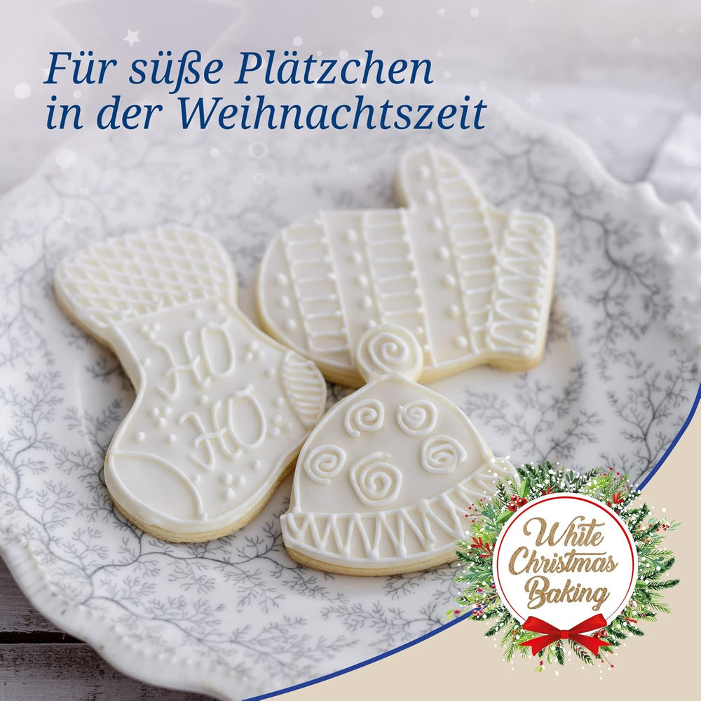 Dr. Oetker Lot de 3 emporte-pièces de Noël – Emporte-pièces blancs pour la pâtisserie de Noël – Emporte-pièces en acier inoxydable pour Noël